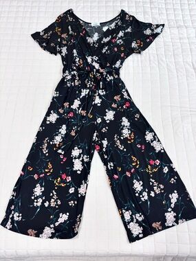 NWT Kaileigh Jullian Black Floral Knit Jumpsuit Size 2X Faux Wrap Stitchfix